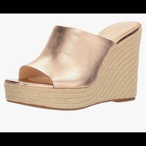 Rose gold wedge espadrille